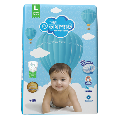 বসুন্ধরা ডায়াপ্যান্ট L (9-14 কেজি)